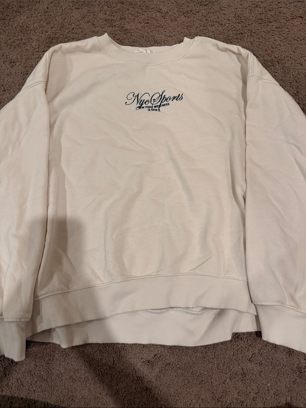 H&M Cream Crewneck Sweatshirt with Navy Script